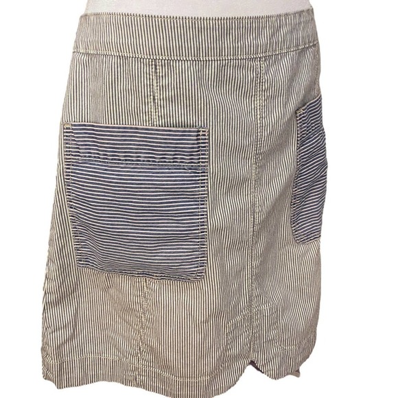Pilcro and the Letterpress Womens Railroad Stripe Denim Mini Skirt Blue/White 10 - Picture 3 of 10
